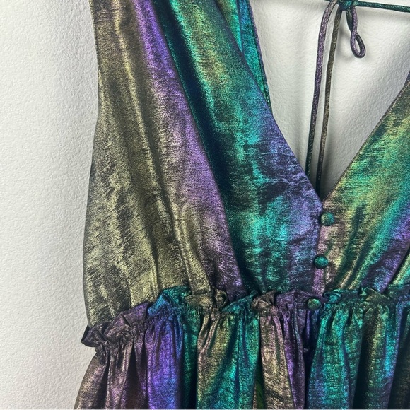 Betsey Johnson Liquid Rainbow Metallic Tiered High Low formal dress size: S - Picture 7 of 16